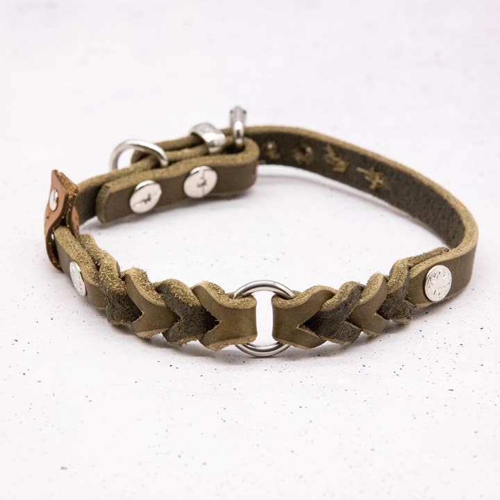 FOR LOVELY DOGS / Linda Jansen - Wholesale Pet Collar - Dog - Olive leather collar1