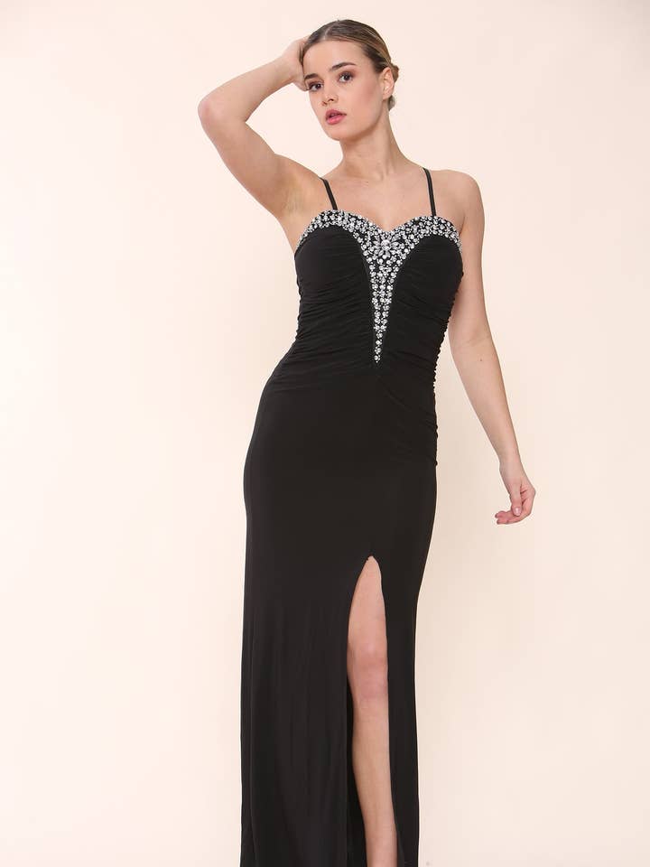 Vestido ajustado de fiesta con detalle de pedrería para venta al por mayor de AVINCI