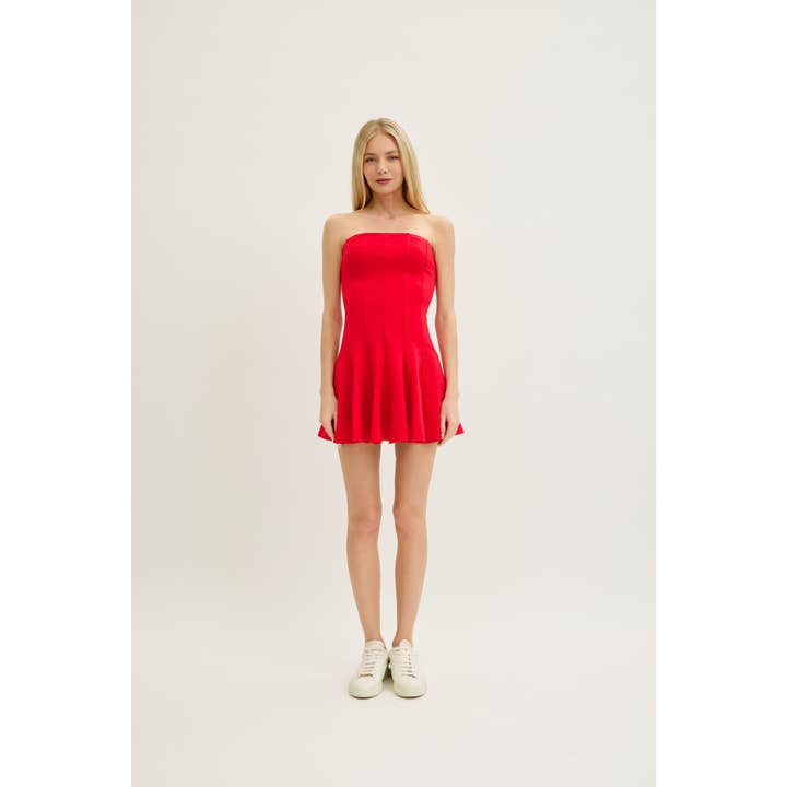 LENA - Wholesale Dress - Women's - GODET DETAIL PONTE TUBE MINI DRESS2