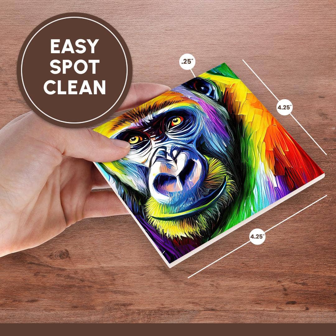 3dRose – wholesale Coasters – 3dRose, Funny Colorful Gorilla Ape Portrait. Digital Art. Gift, Charm, Coaster6