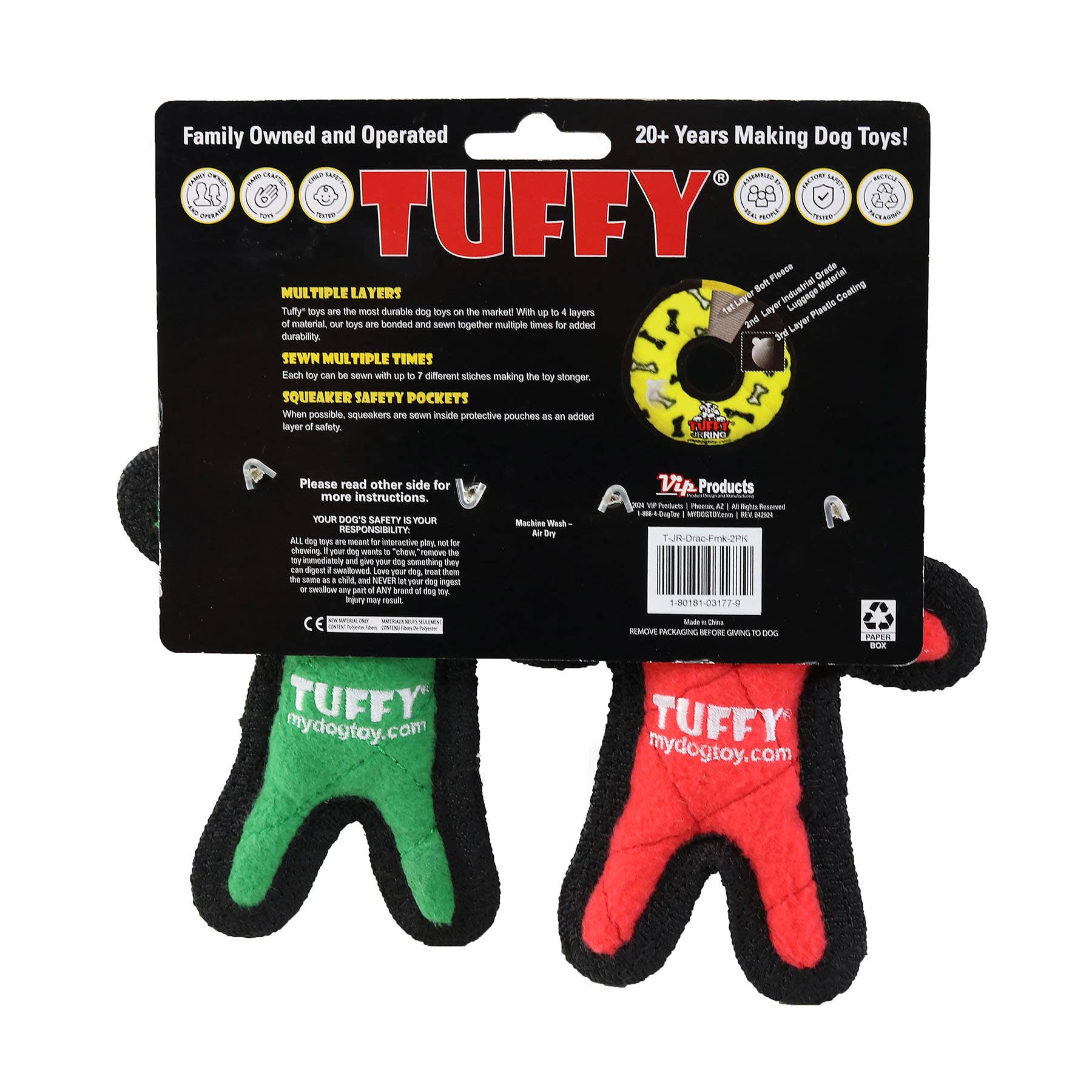 Tuffy Dog Toys - VIP Products – wholesale Pet plush toy – Dog – Tuffy Jr Holiday Dracula & Frankenstein 2 Pack1