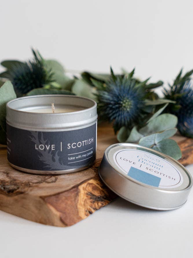 Coconut Dream Scented Candle Tin for wholesale by Love Scottish