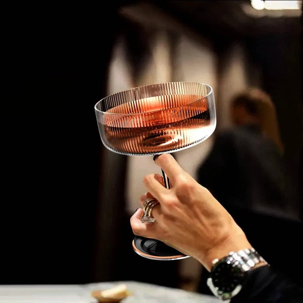 Kiyo Home - Wholesale Cocktail/Liquor Glass - Ribbed Cocktail Glasses (Set of 6)2