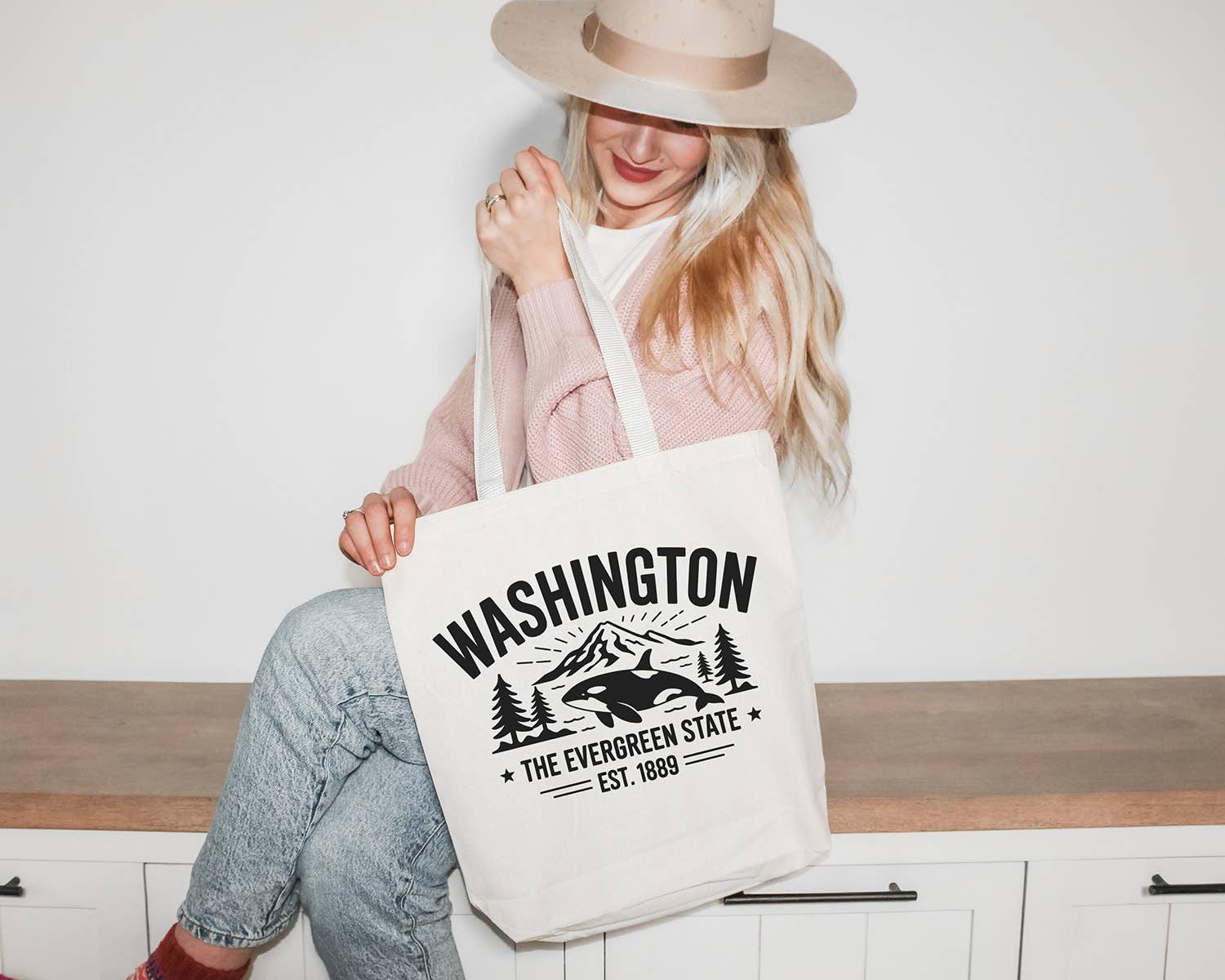 Lucky Luna Apparel - Wholesale Tote Bag - Women's - Evergreen State Washington Tote Bag3