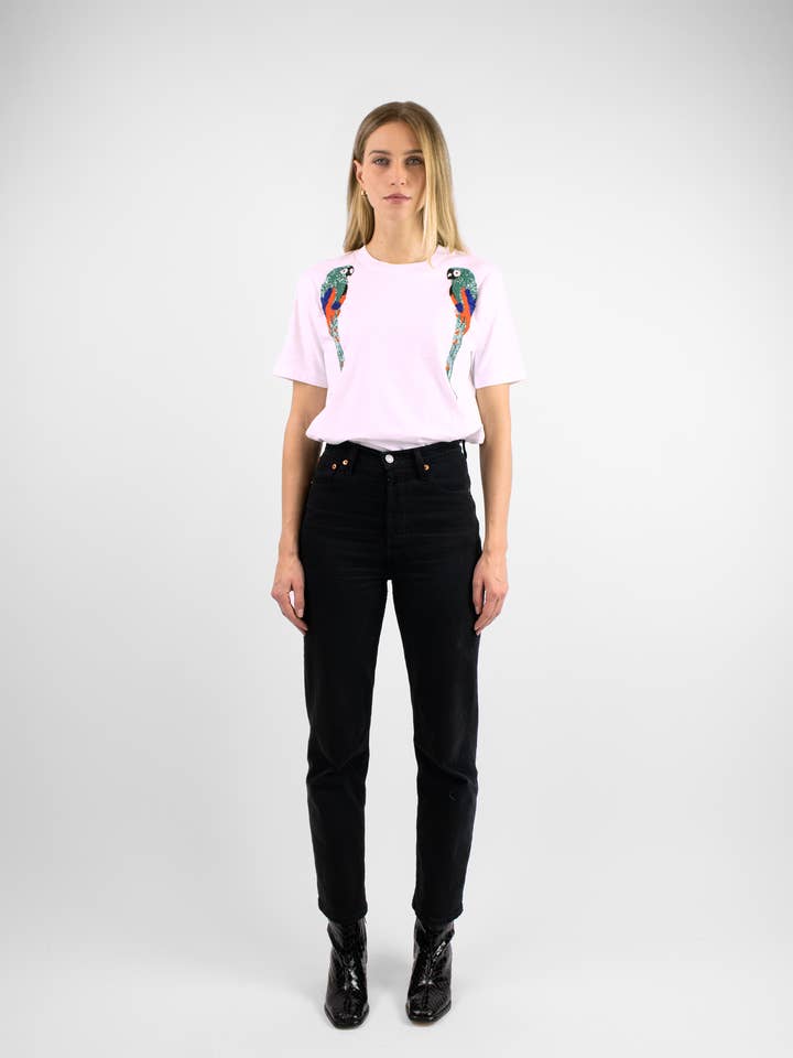 Earnest Arara Embellished White T-Shirt for wholesale by Arara