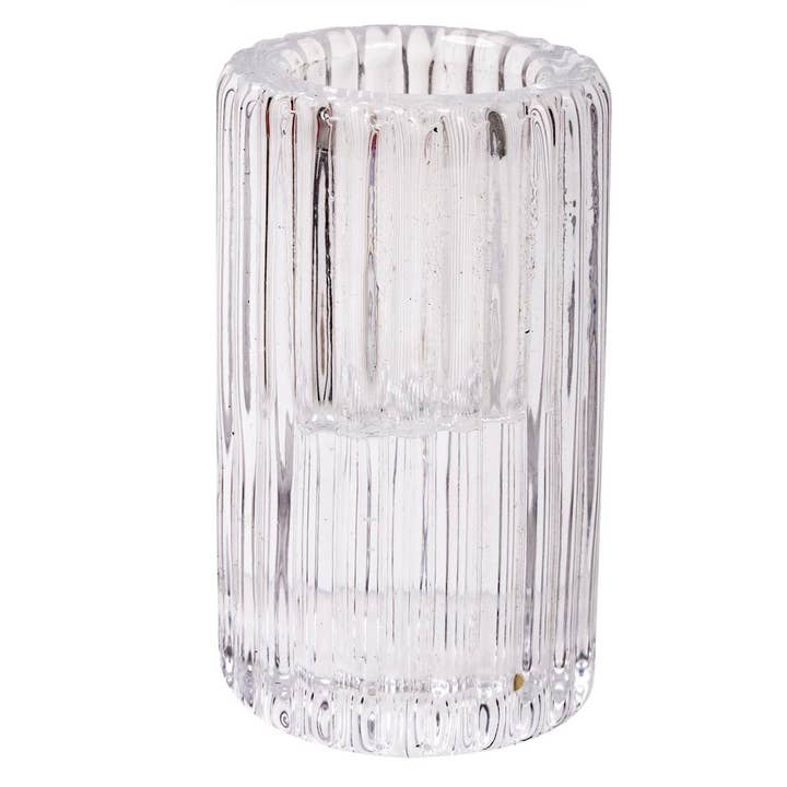 Ribbed Glass Taper Candle Holder,2.3"H for wholesale by Truu Design