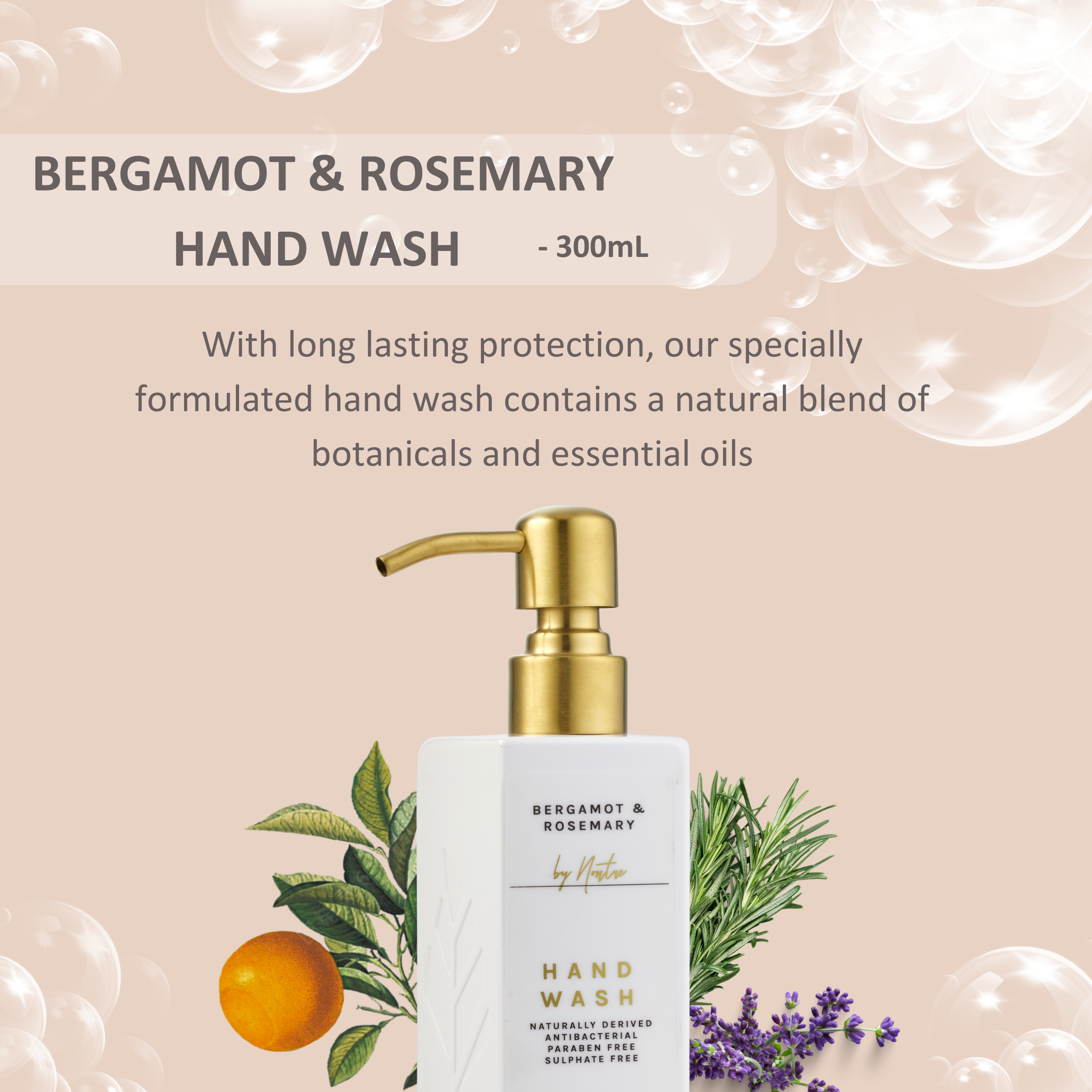 nontre.co - Wholesale Hand Soap/Wash - Natural Hand Wash 300ML, Bergamot & Rosemary7
