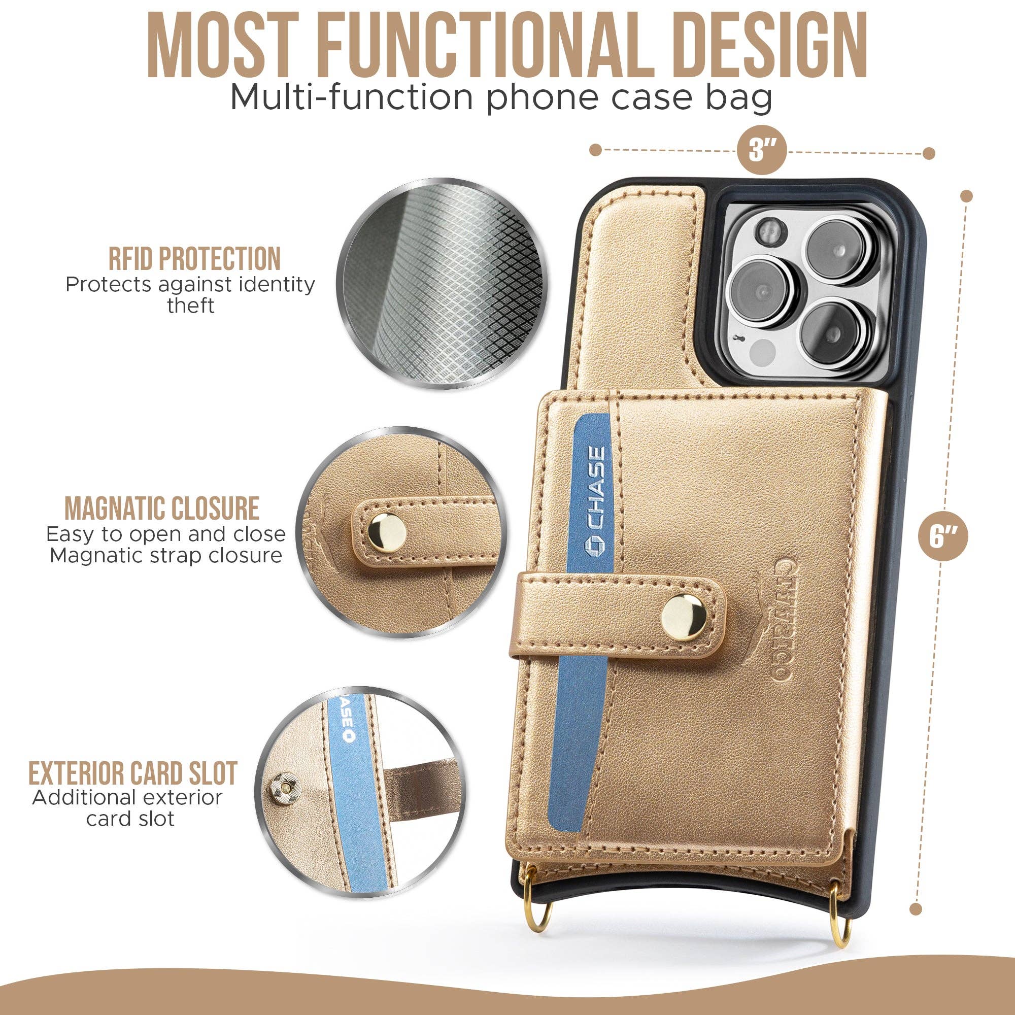 Claasico - Wholesale Phone Wallet - Women's - iPhone 13 - Crossbody Cell Phone Faux Leather Wallet w/Credi11