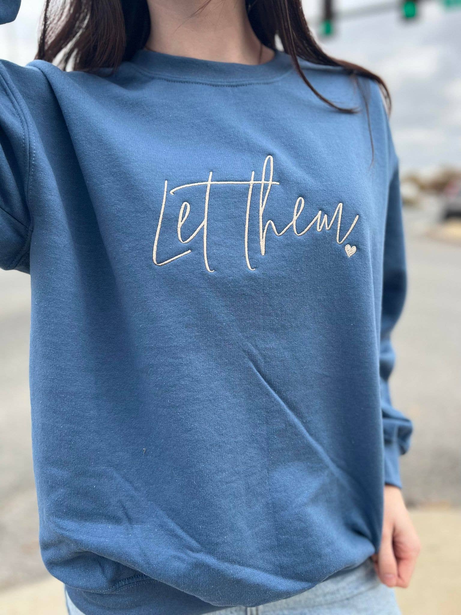 Adelle Linen - Wholesale Sweatshirt - Women's - Let Them Embroidered Sweatshirt1