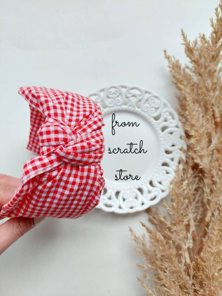 Laço de Cabelo Xadrez Vermelho por atacado de From Scratch Store