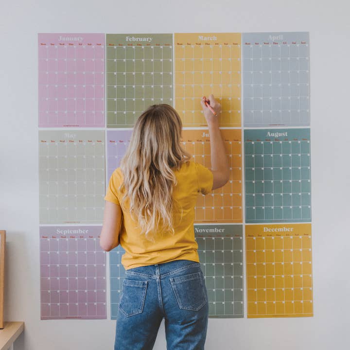 Wandplaner für den Monat, undatiert, A3, 12 Seiten, Pastellfarben für den Großhandel von Good Tuesday