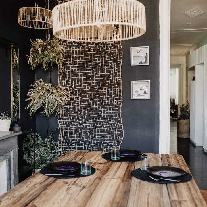 Sospensione intrecciata in Corda di Palma LID 44X16cm per la vendita all'ingrosso da parte di COSYDAR-DECO