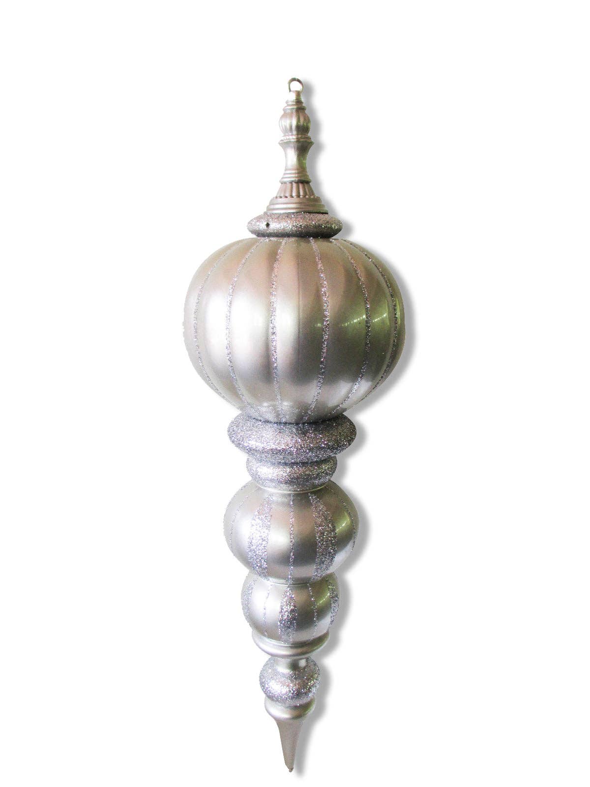 Winterland Inc. - Wholesale Ornament - 40" Silver Oversized Finial Ornament with Glitter Enhancements0