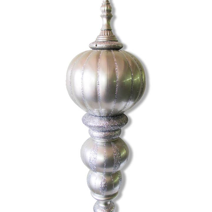 Winterland Inc. - Wholesale Ornament - 40" Silver Oversized Finial Ornament with Glitter Enhancements0