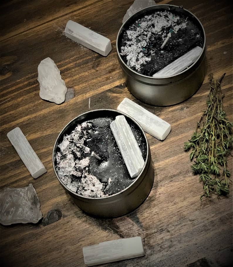 The Dark Moon Apothecary - Wholesale Travel Candles - Moon Goddess soy crystal candle w/ selenite.2