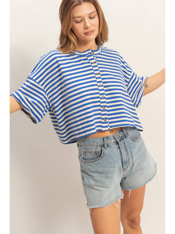 Striped Button-Up Tee for wholesale by HYFVE