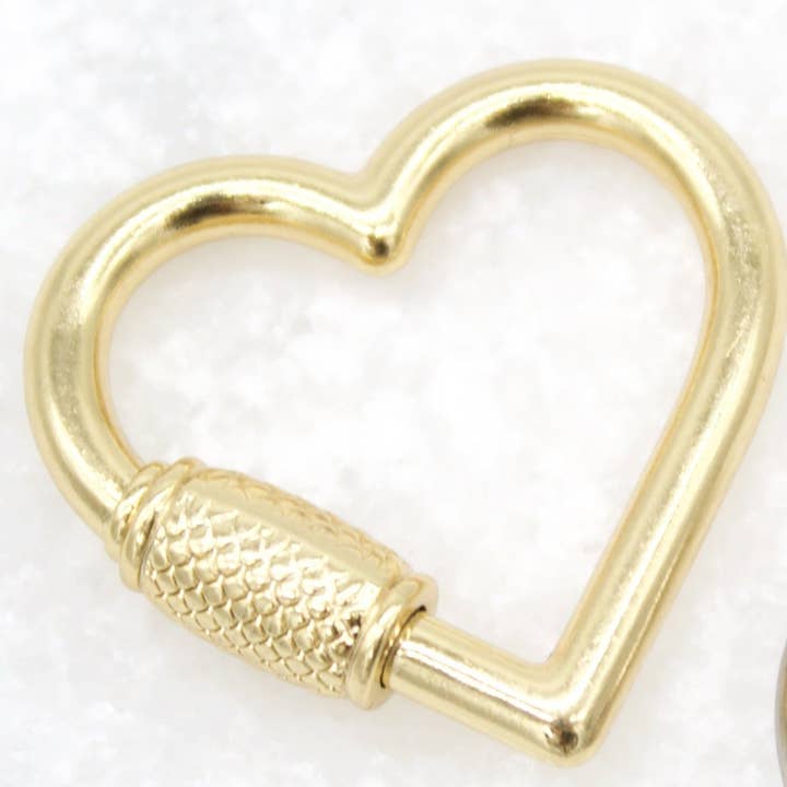 MIA Jewelry - Wholesale Clasp - 18K Gold Filled Heart Shaped Carabiner Lock, Carabiner Clasp, Screw in Clasp (A29)
