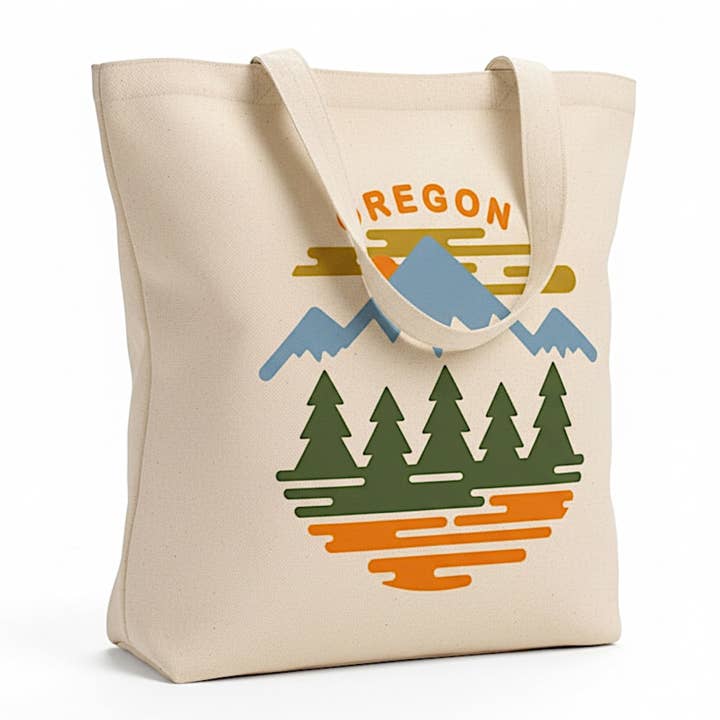 Little Bay Root - Wholesale Tote Bag - Unisex - Oregon Fifty Mountain Ranges | Market Tote Bag