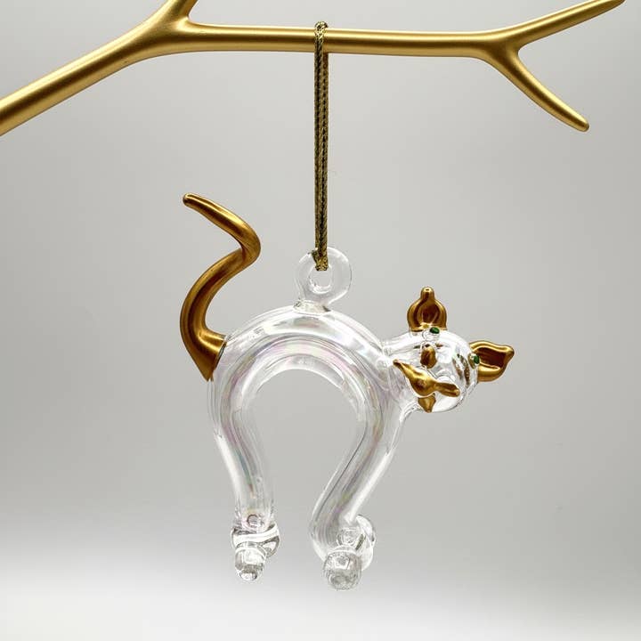 Blown Glass Ornament - Cat for wholesale by Dandarah (Ships from USA)