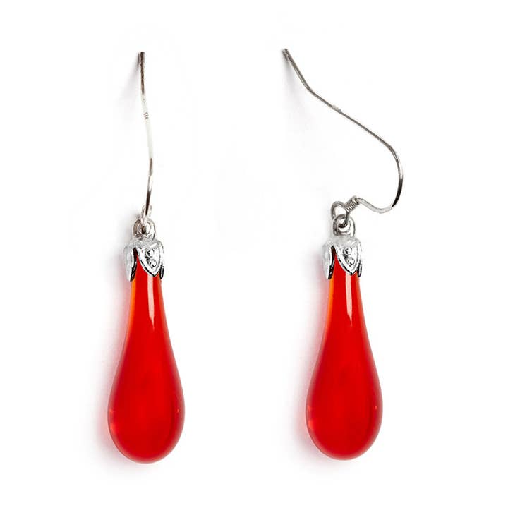Maraschino Cherry Teardrop Earrings for wholesale by 1771 Philadelphia Glass Works