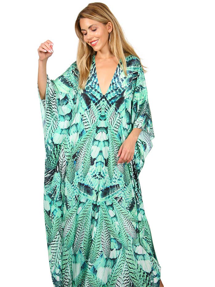 Green Feather - Eiffel Maxi Kaftan for wholesale by Lotta Stensson