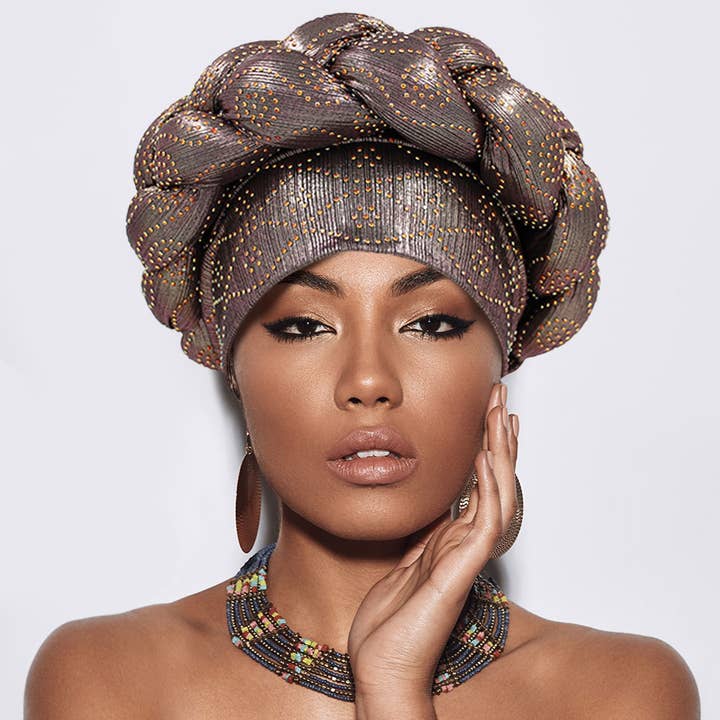 Sensibling Corp. - Wholesale Turban - Women's - Bling Studded Braided Turban Hair Wrap10