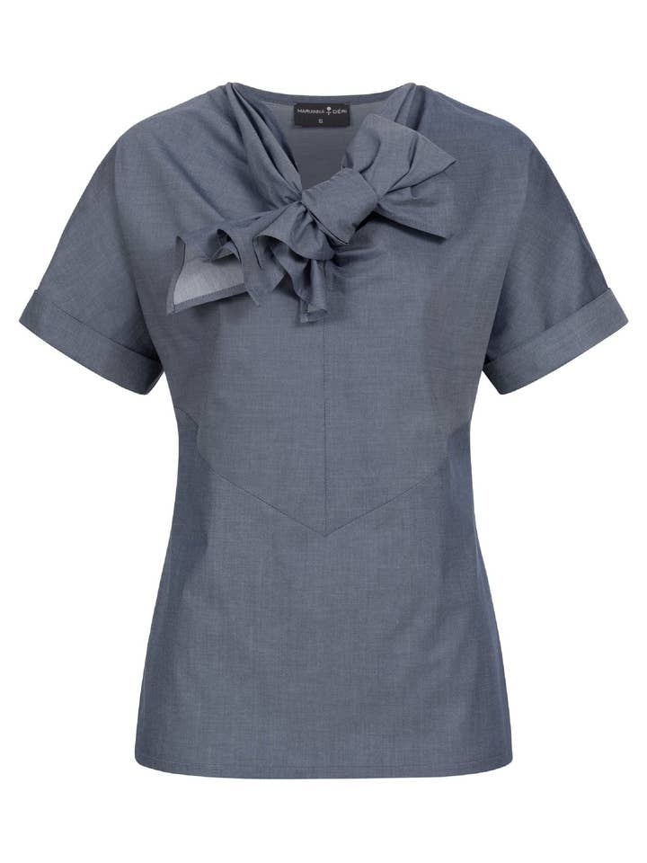 Blue bow blouse for wholesale by Marianna Déri GmbH