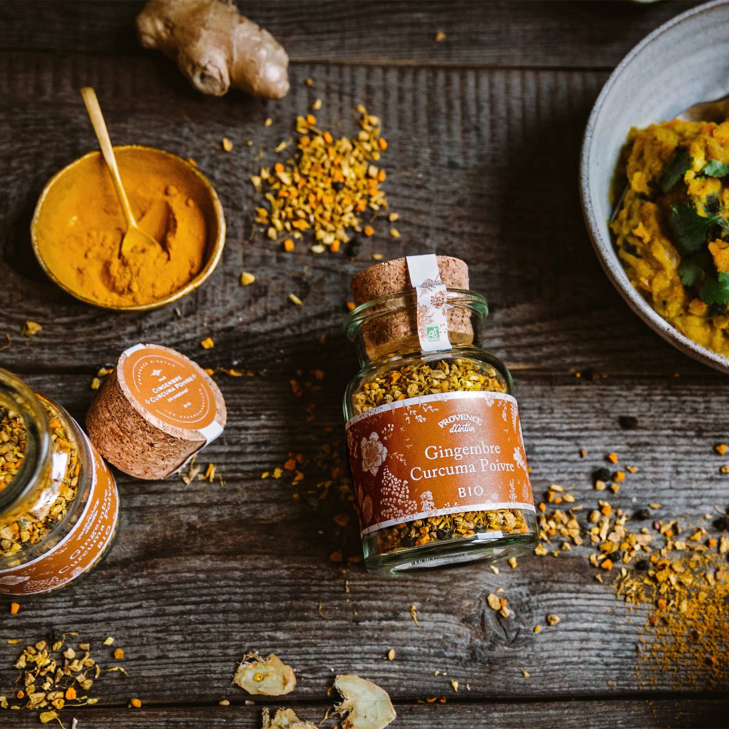 PROVENCE D'ANTAN - Vendita all'ingrosso Mix di spezie secche - Zenzero, Curcuma e Pepe Biologici - 65 g4