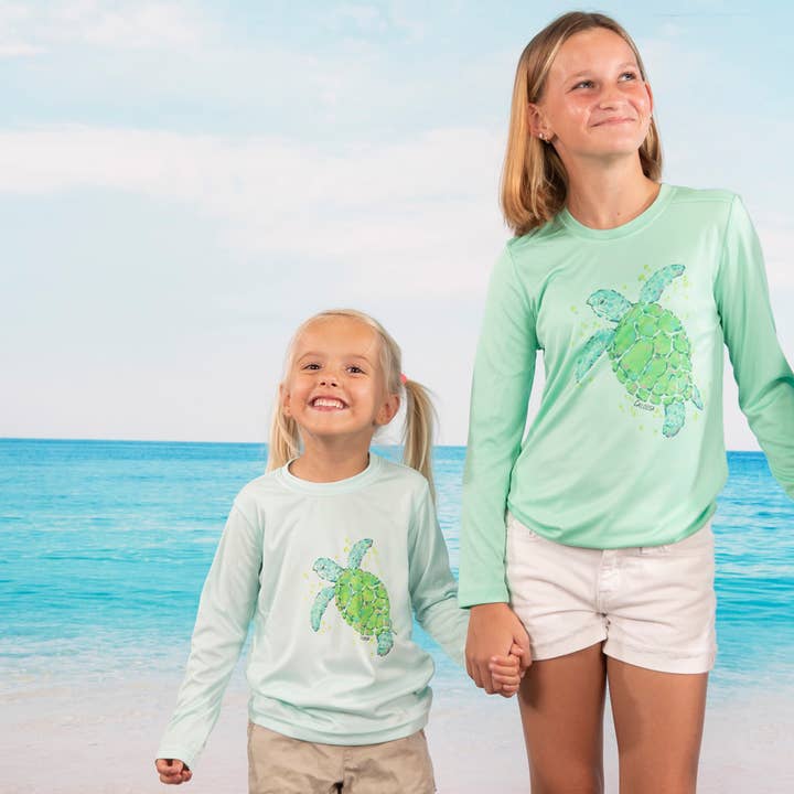 Mint Caloosa Kids "Sea Turtle" UPF 50 Ultra Comfort Shirt for wholesale on Faire3