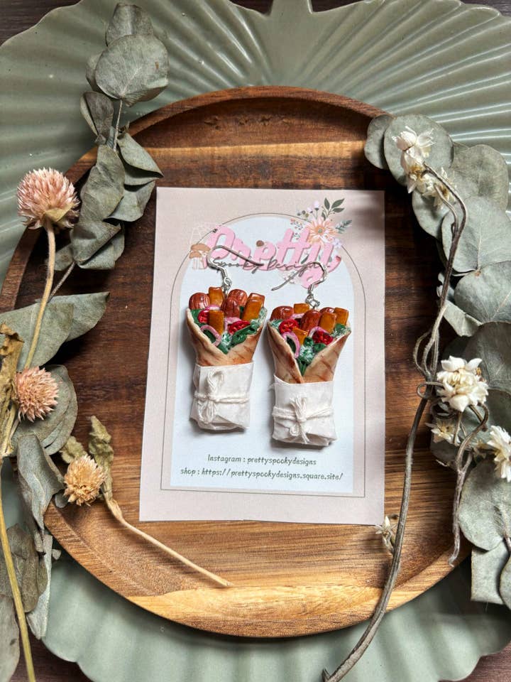 Polymer clay Earrings // Chicken Gyros // statement earrings for wholesale by PrettySpookyDesigns