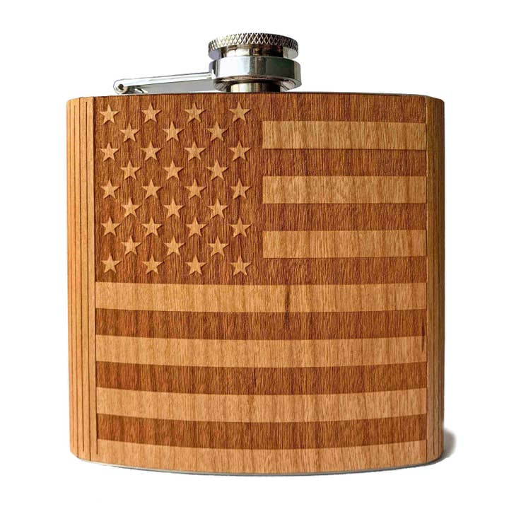 Handmade Flask | American Flag for wholesale by Autumn Woods Collective
