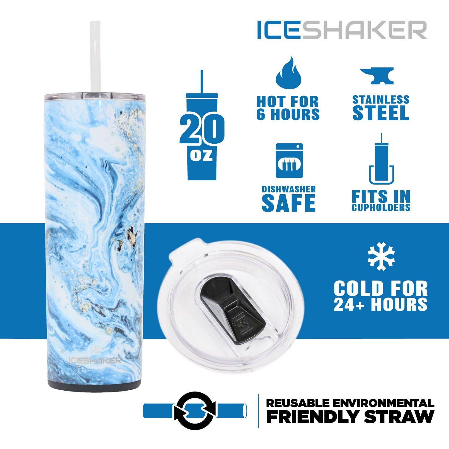 Ice Shaker - Wholesale Insulated mug/tumbler - 20oz Skinny Tumbler16