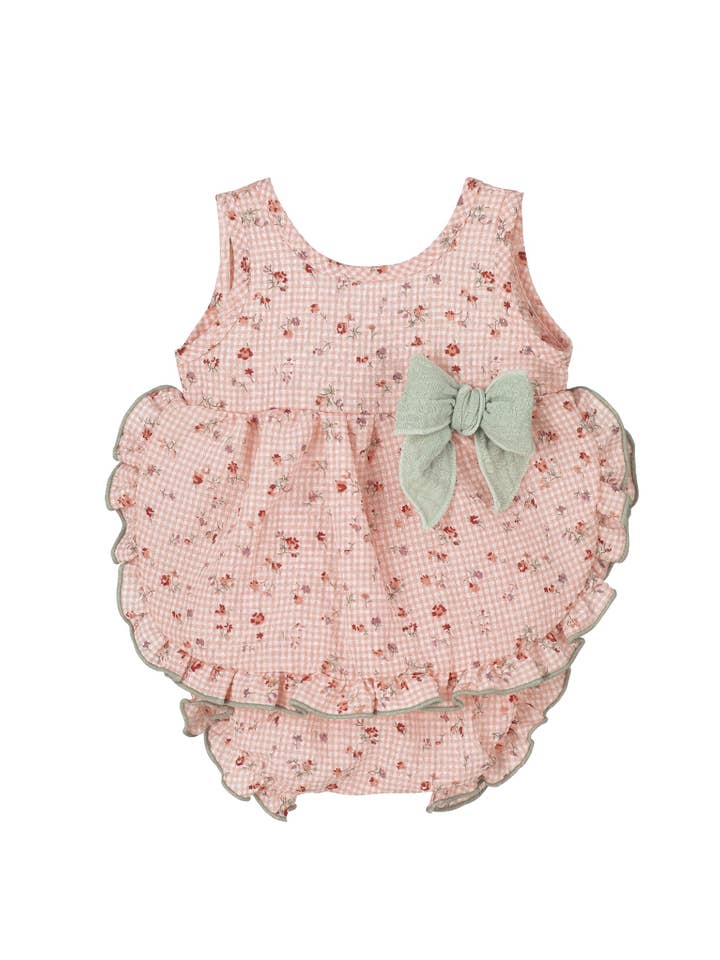 Mint Orégano baby girl dress with matching bloomers for wholesale on Faire