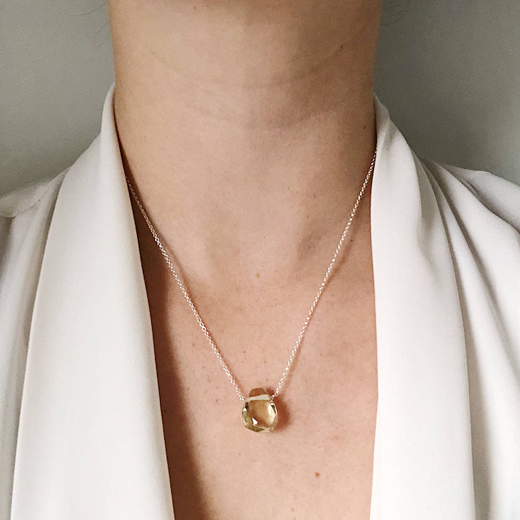 Third & Co. Studio - Wholesale Pendant/Charm Necklace - Hand-cut Faceted Lemon Topaz Teardrop Necklace4