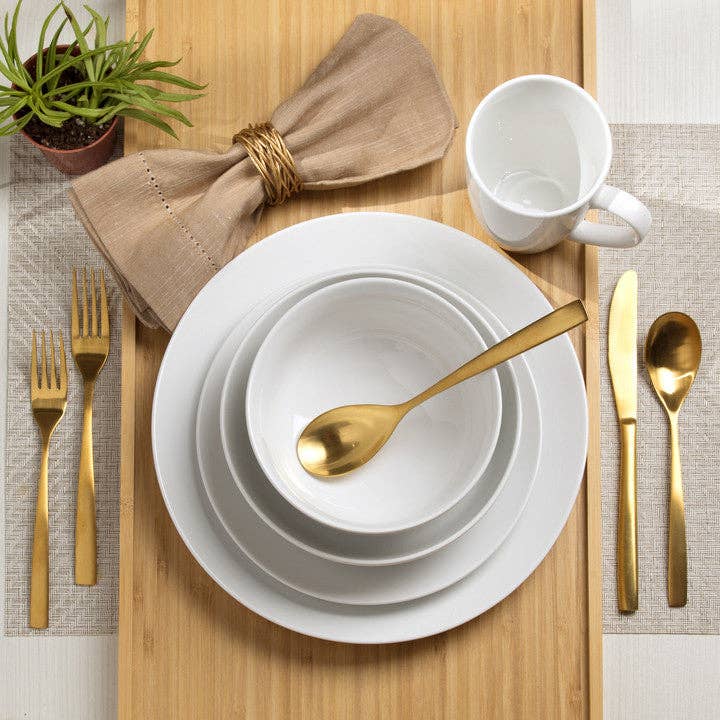 Euro Ceramica Home | ClayBarn - Wholesale Dinnerware Set - White Essential 16 Piece Dinnerware Set, Service for 41