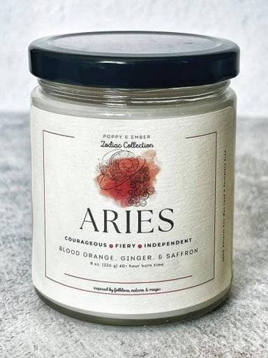 Aries Zodiac Crystal Candle for wholesale by Poppy & Ember