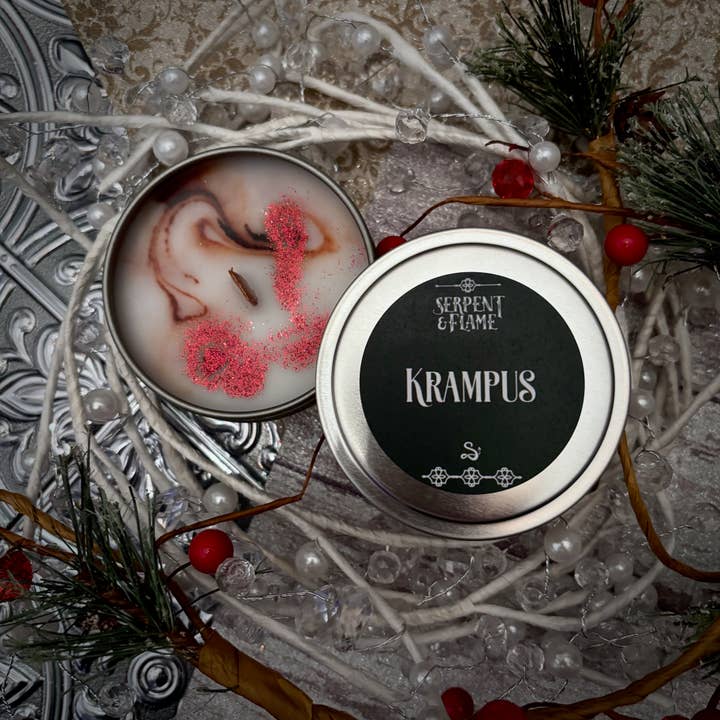 Krampus Candle, Mint Spruce for wholesale by Serpent & Flame Candle Co.