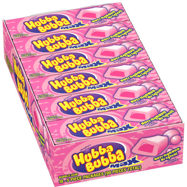 Royal Wholesale - Wholesale Chewing Gum - Hubba Bubba Max Gum 5 pc Original 18ct0