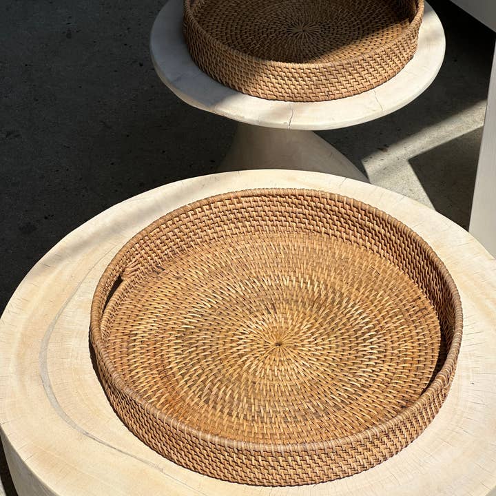Office Objets - Wholesale Basket - Set of three handcrafted Indonesian wicker baskets in natural rattan (caramel)65
