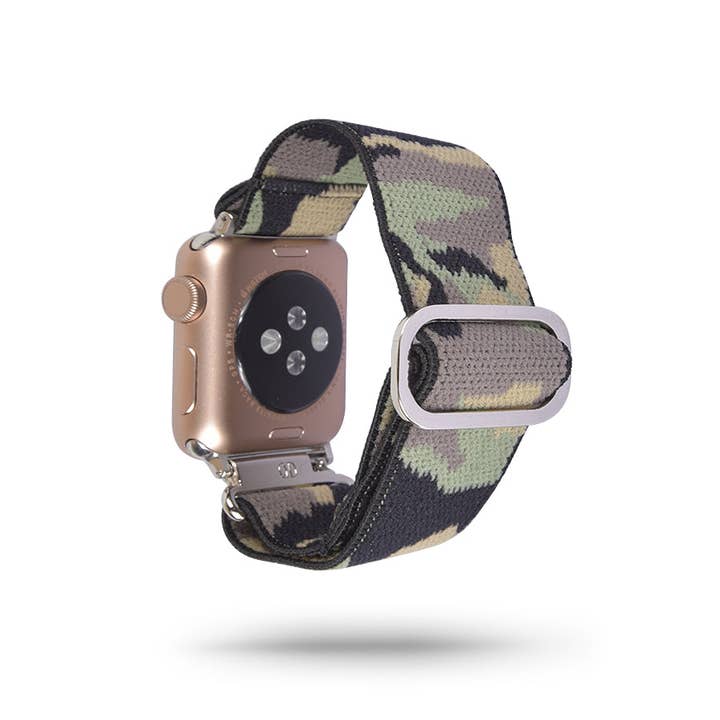 Thomas and Lee Company - Wholesale Watch Band/Strap - Women's - Green Camouflage Adjustable Fabric Apple Watch Band