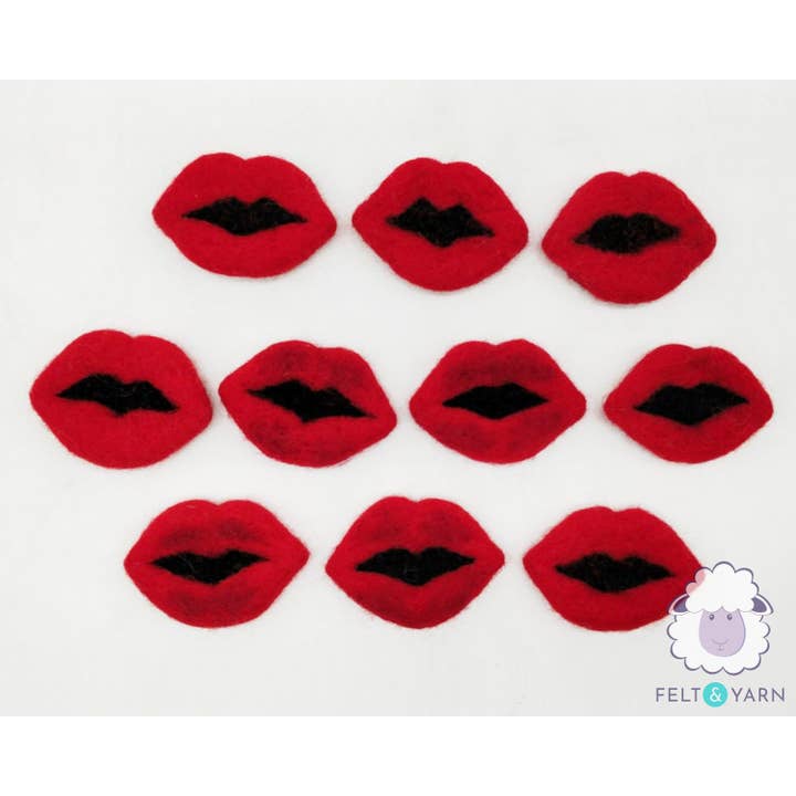Red Plump Felt Valentine Lips for wholesale by Felt and Yarn