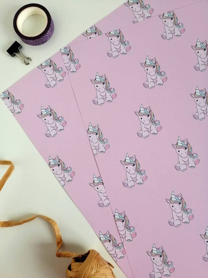 Unicorn Gift Wrap for wholesale by Doodle Keg