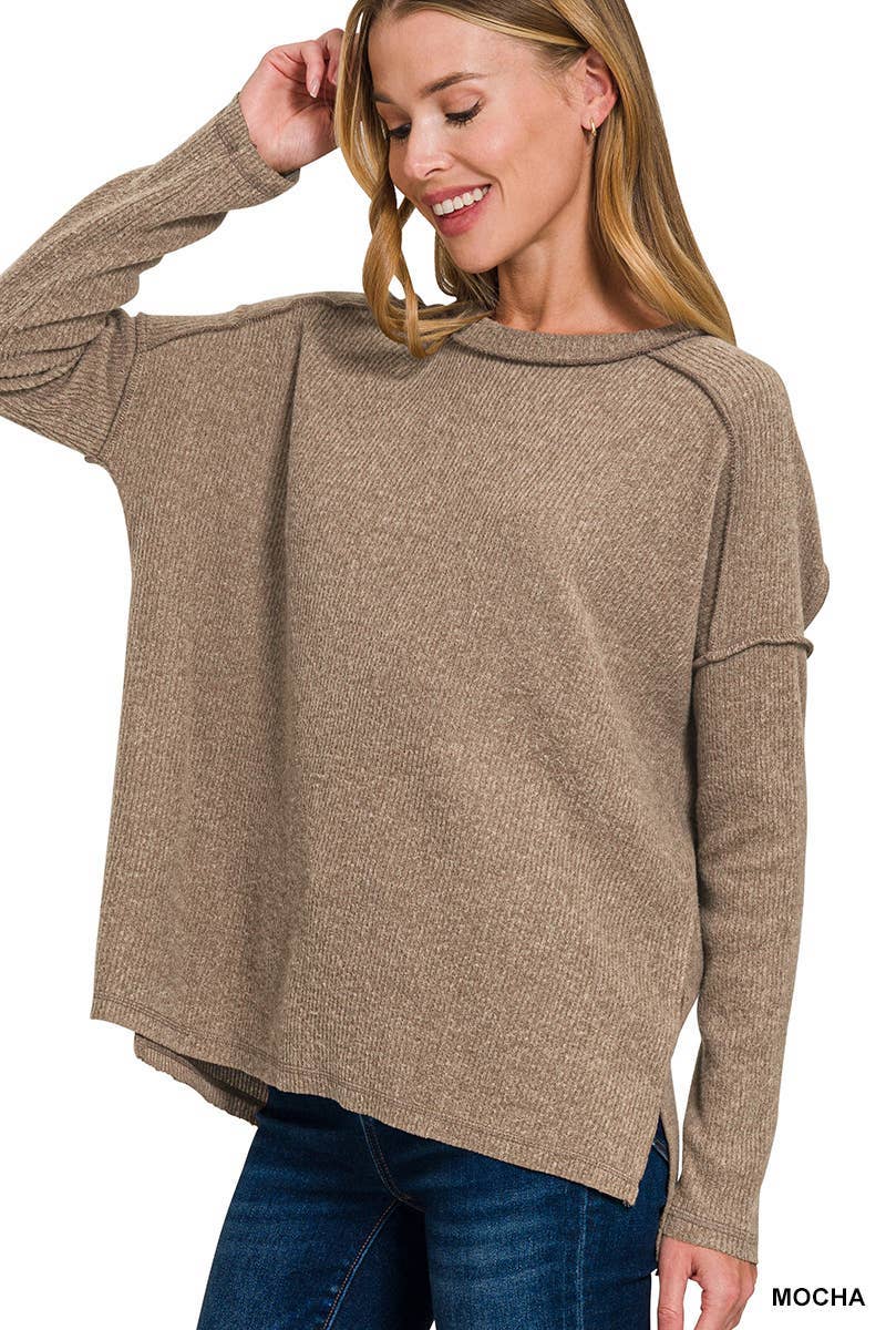 Vanilla Monkey - Wholesale Pullover-trui - Dames - Hacci Hi-low trui met geborstelde geribbelde details3