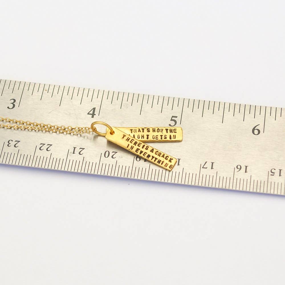 Chocolate and Steel - Wholesale Pendant/Charm Necklace - There's a crack in everything; that's how the light gets in - Leonard Cohen Quote Necklace5