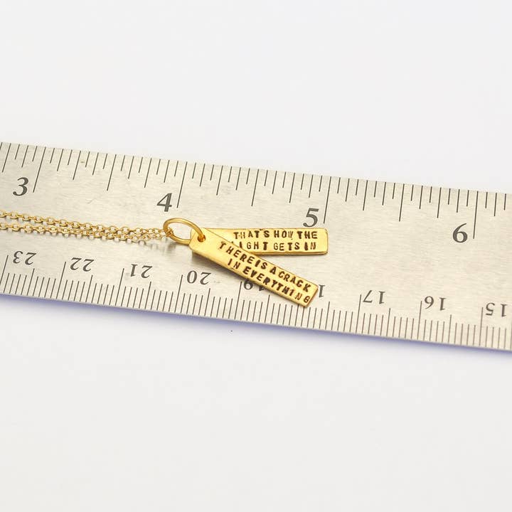 Chocolate and Steel – wholesale Pendant/charm necklace – There's a crack in everything; that's how the light gets in - Leonard Cohen Quote Necklace5