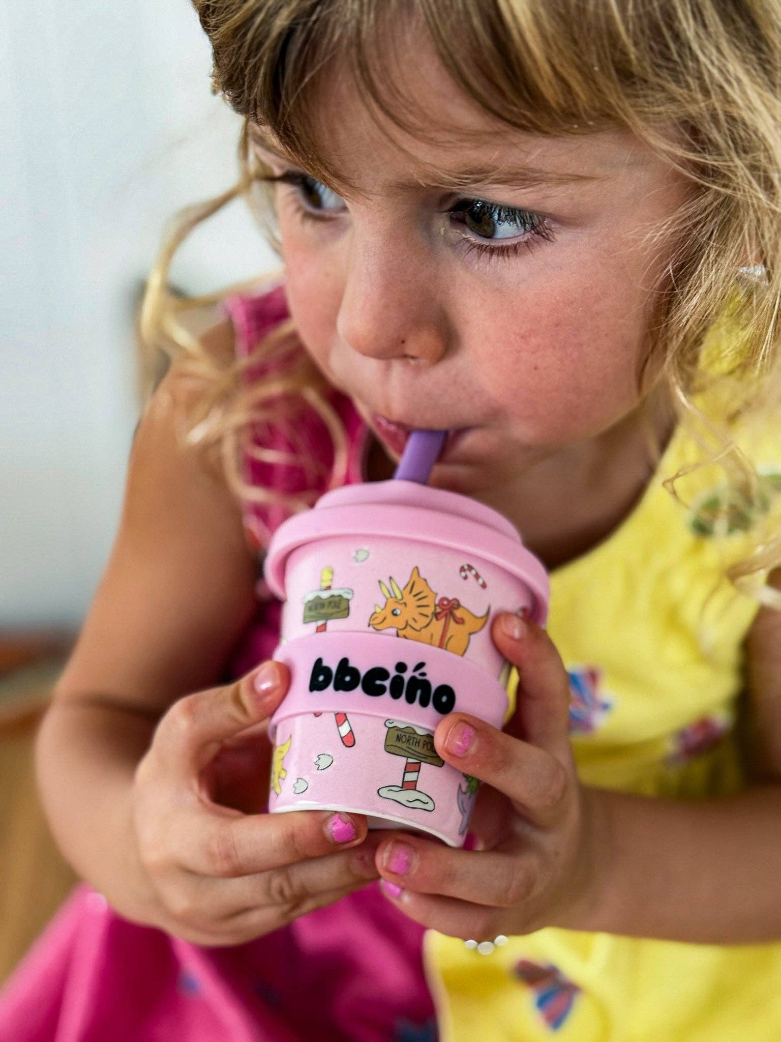 BBcino - Wholesale Drinking Glass/Cup - Kids & Baby - Santa’s Little Sipper in Pink - 120ml (STRAW INCLUDED)5