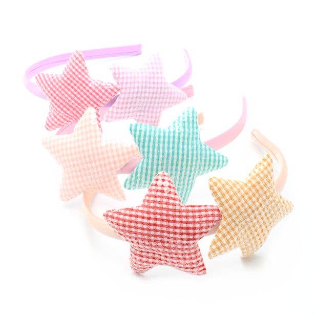 Inca UK – wholesale Fashion headband – women's – 1cm Wide Gingham Star Motif Aliceband0