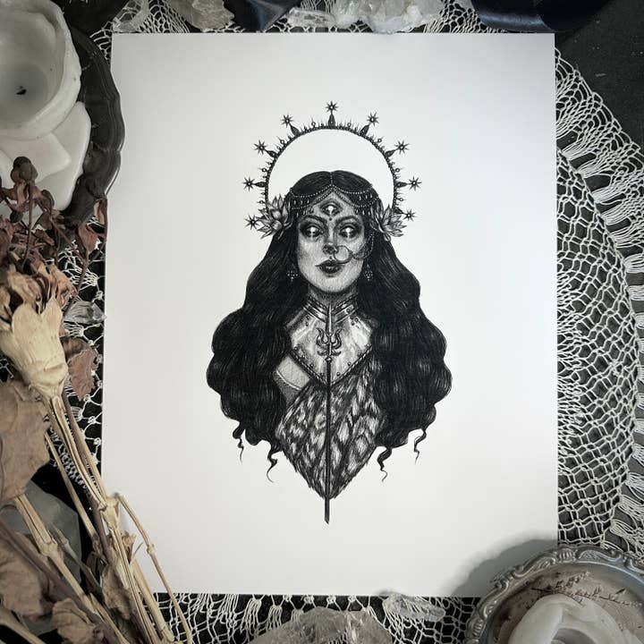 Caitlin McCarthy Art - Wholesale Art Print - Durga Fine Art Print - Hindu Goddess of Protection & War