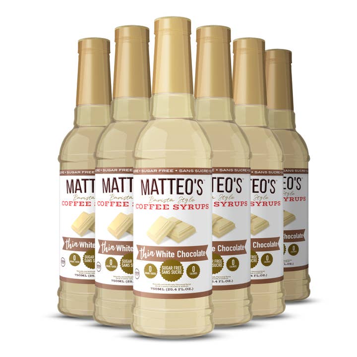 Matteo's - Wholesale Iced Coffee/Cold Brew - Matteo's Sugar Free Coffee Syrup, White Chocolate, 0 Calories, 0 Sugar, Keto Friendly8