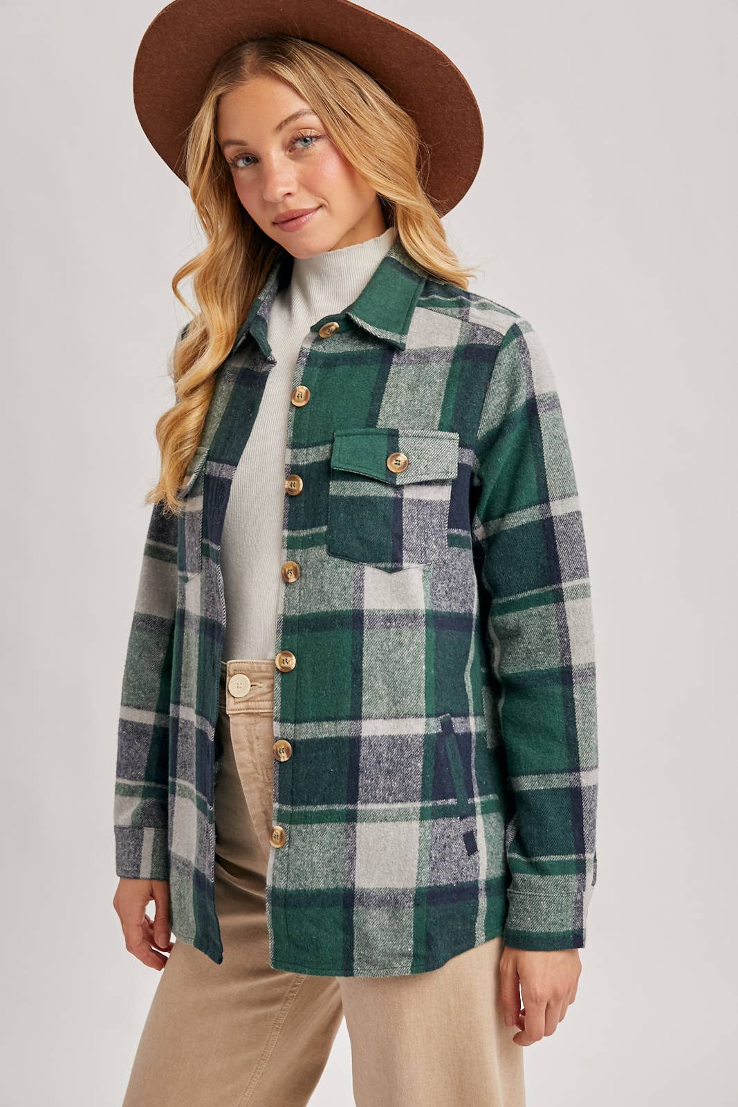 Bluivy - Wholesale Shirt Jacket/Shacket - Women's - FLANNEL PLAID SHACKET WITH POCKETS3